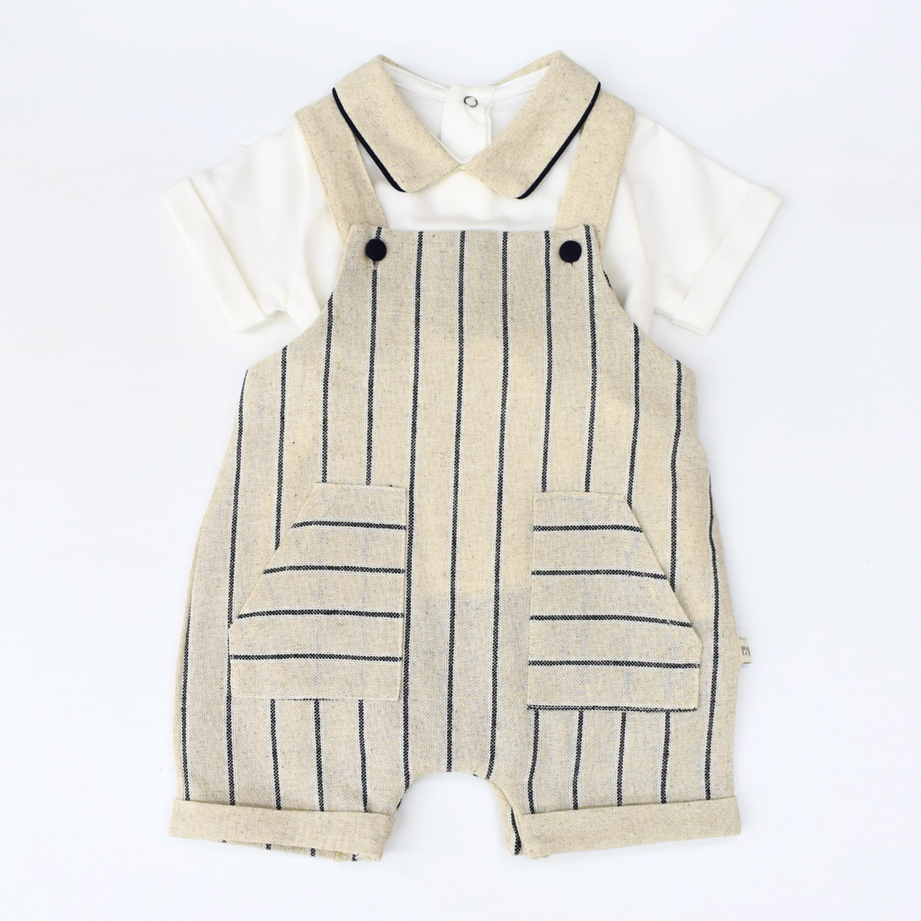 Baby Jongens Gestreepte Set - Overall & Polo