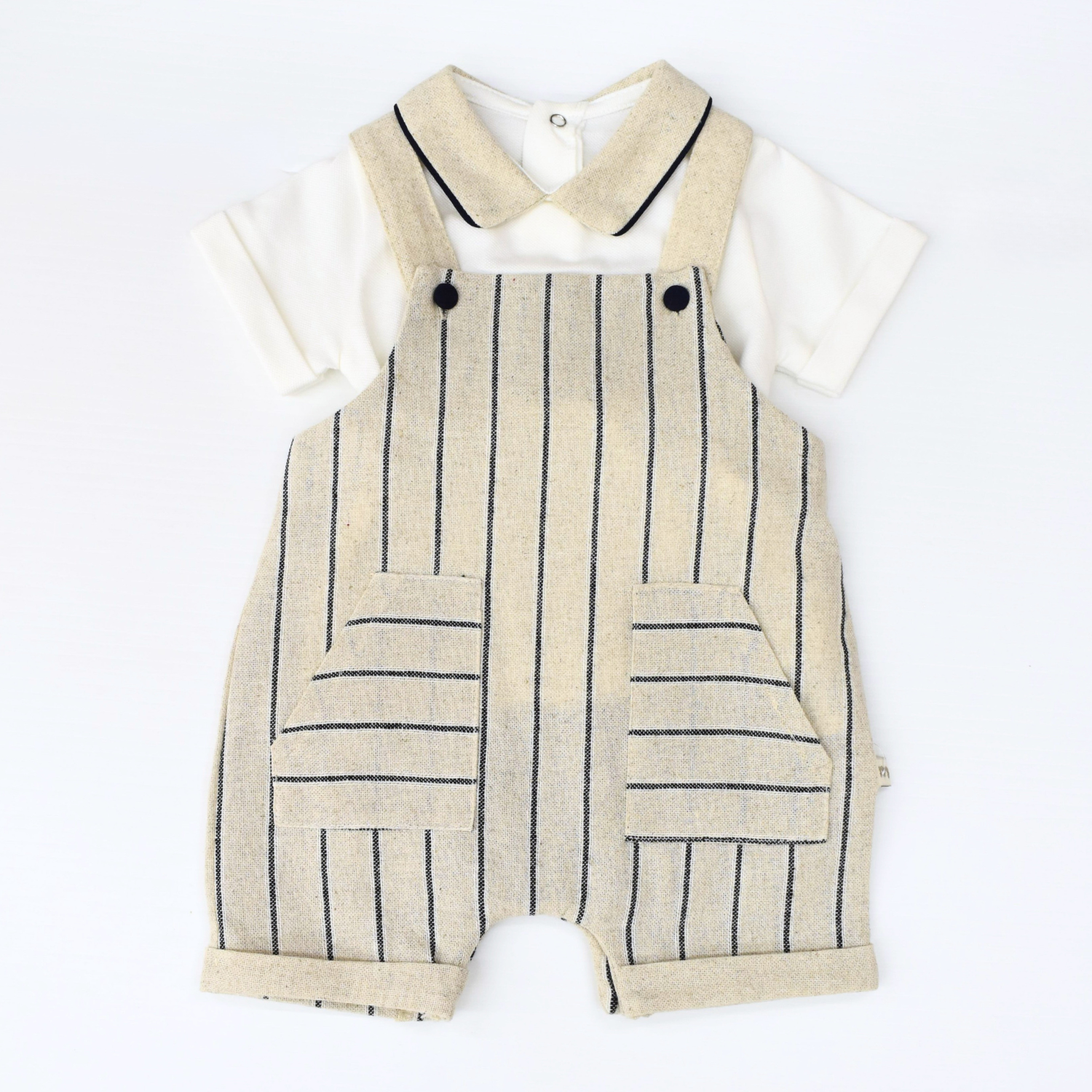 Baby Jongens Gestreepte Set - Overall & Polo
