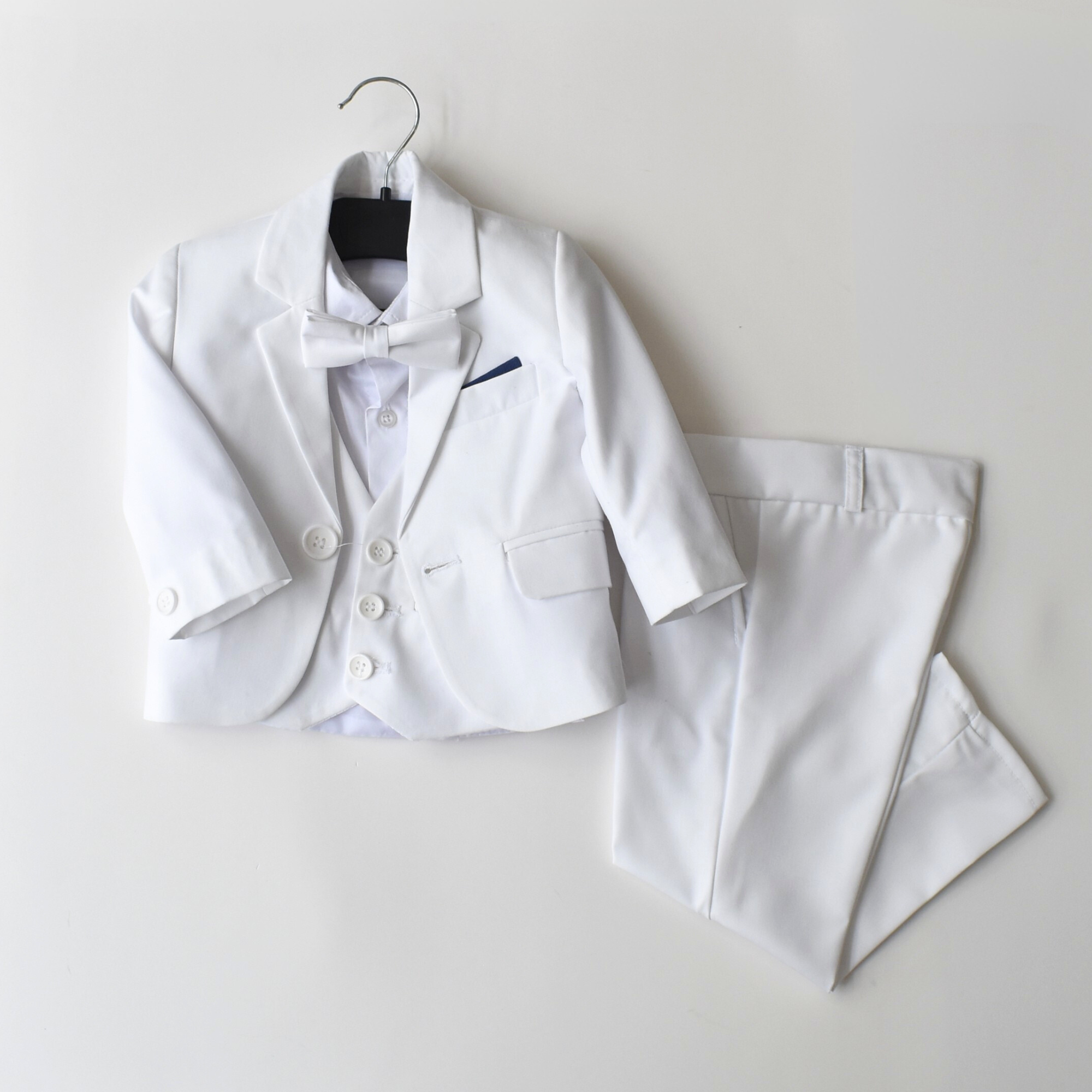 Baby Jongens Bruidsjonker Pak - Wit Slim Fit