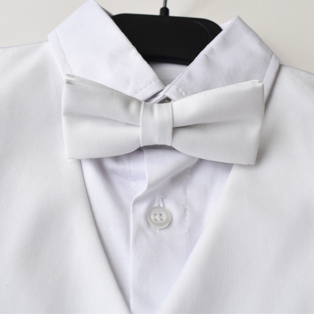 Baby Jongens Bruidsjonker Pak - Wit Slim Fit