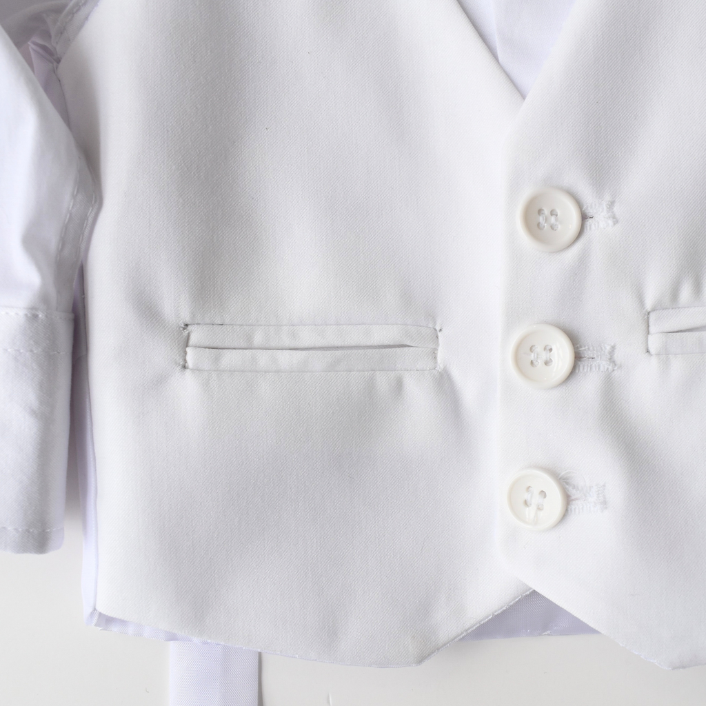 Baby Jongens Bruidsjonker Pak - Wit Slim Fit