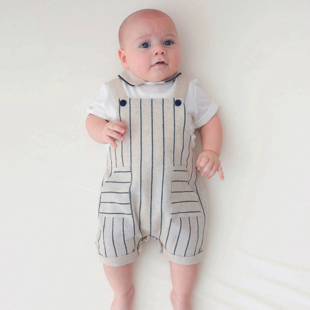 Baby Jongens Gestreepte Set - Overall & Polo