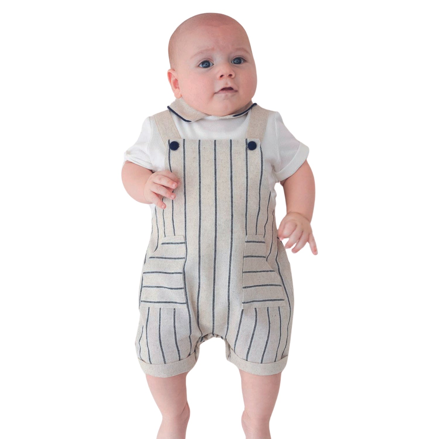 Baby Jongens Gestreepte Set - Overall & Polo