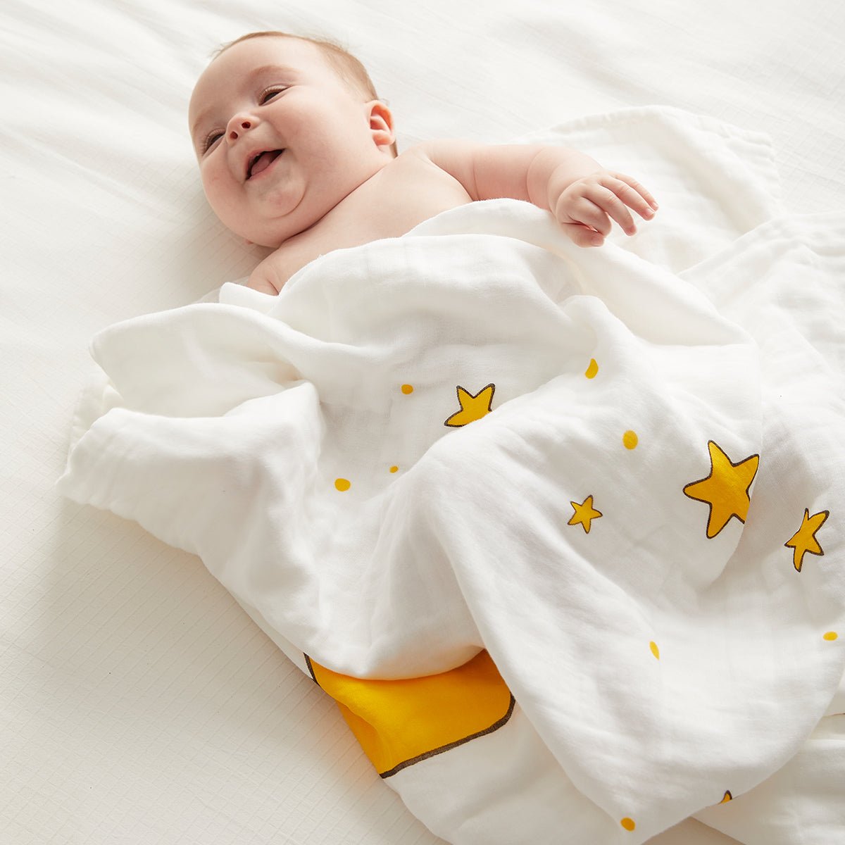 Baby Badhanddoek met Sterren - 6 Lagen Katoen