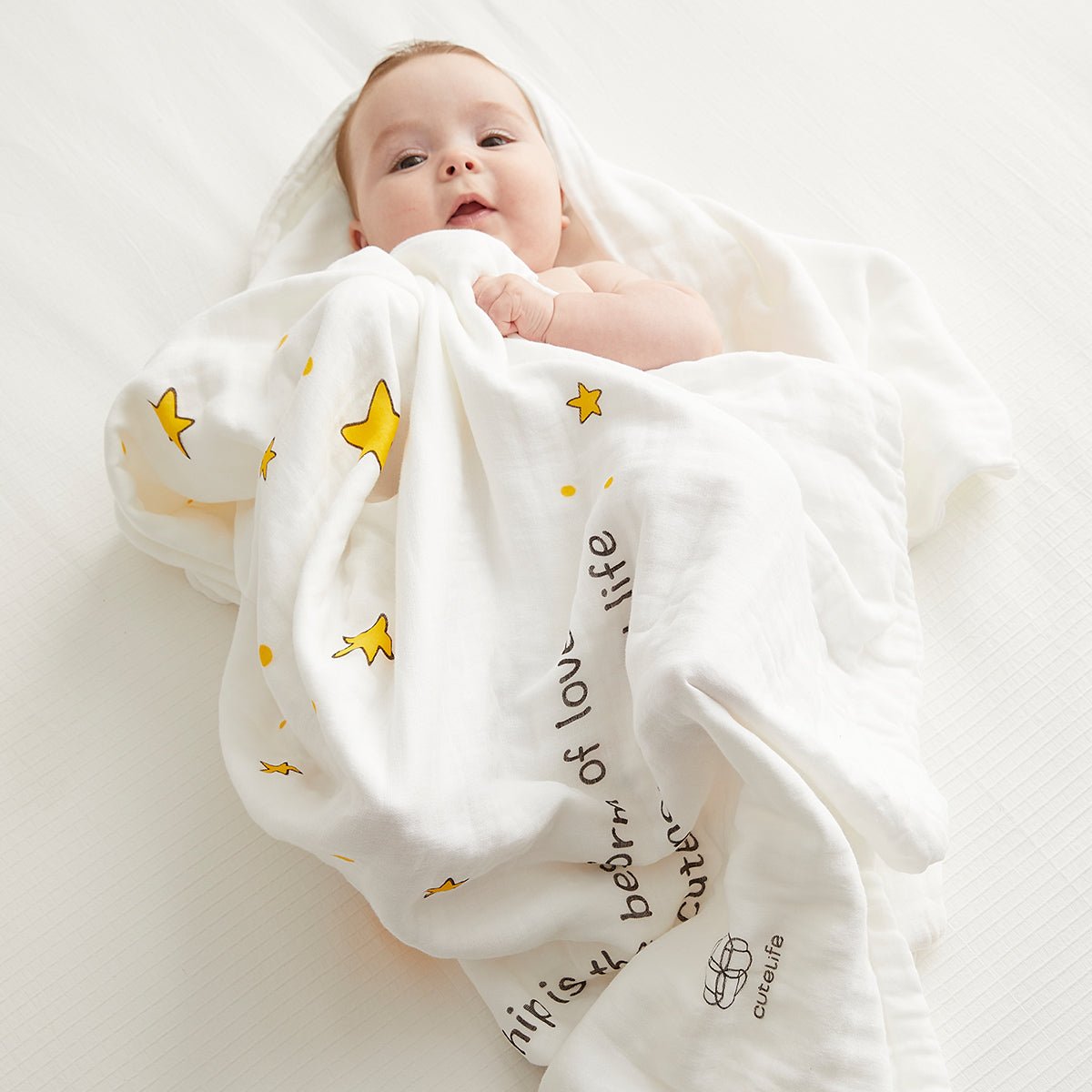 Baby Badhanddoek met Sterren - 6 Lagen Katoen
